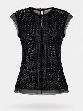 Karen Millen Daisy Eyelet Lace Sheer Top